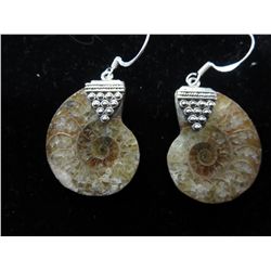 Brand new Ammonite earrings set in sterling silver