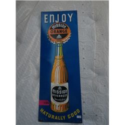 RARE 1940's Mission Orange tin sign