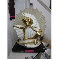 Vintage ceramic light - white w/ gold detail