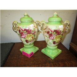 Pair of glazed ceramic decorations