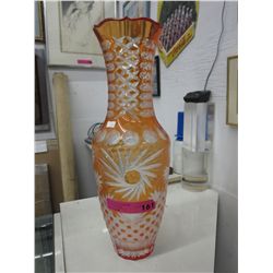 Vintage large Bohemian cut glass vase