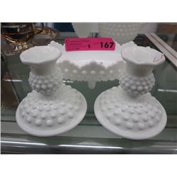 3 Pcs of hobnail milk glass