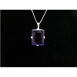 Solitaire 20.81 CT Amethyst Pendant & chain