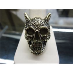 Man's Solid Bronze ring.  Horned Devil design.