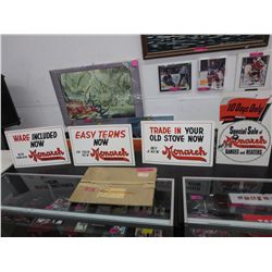 RARE - 1949 Monarch range heater signs - set of 4