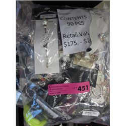 90 pcs of new fashion jewelry, wrapped for retail
