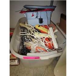 Tote of used power bars & adapters