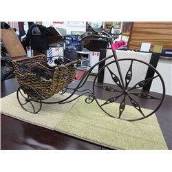 Metal & wicker bicycle shaped planter