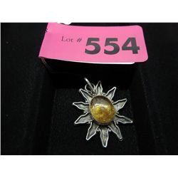 Vintage Amber pendant w/bug set in Sterling Silver