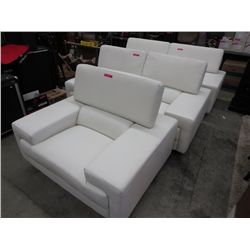 NEW - 3 pc white leather living room suite