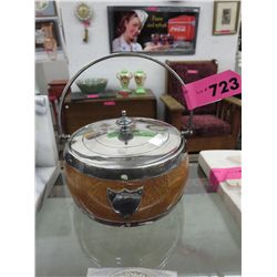 Vintage wood and silver plate container with lid