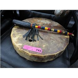 First Nation's hide drum & stick