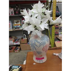 Glazed ceramic vase, 16" tall, 9" dia.
