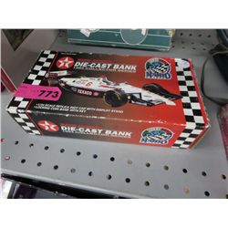 Die-cast bank-scale model Indy car