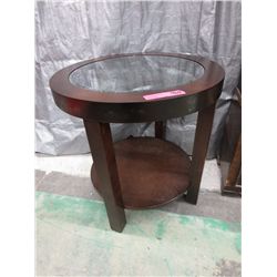 NEW - round glass top end table