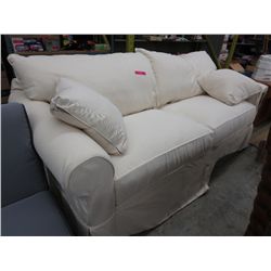 NEW - upholstered sofa-cream coloured denim