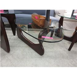 NEW - glass top tri-corner cocktail table
