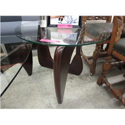 NEW - round glass top side table