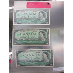 3x 1967 CDN $1 bills - Centennial