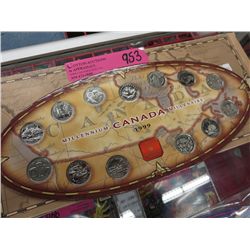 1999 CDN millenium coin set - 25¢ pieces