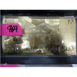 Certified gold foil 500 Euro banknote