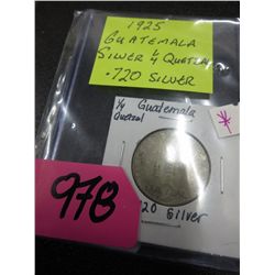 1925 Guatemala .25 Quetzal coin