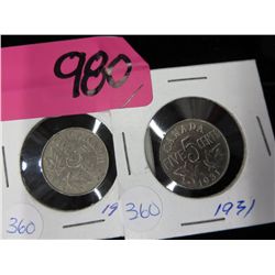 1931 & 1934 CDN Nickels