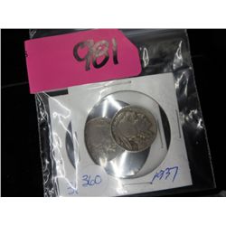 2x 1937 US Indian Head liberty nickels