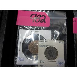 1958 10 Cent Swiss coin & 1934 misc coin