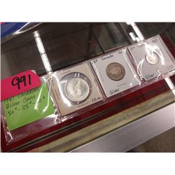 1967 Silver coins .50, .25, .10