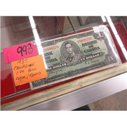1937 CDN $1 bill Coyne/Towers