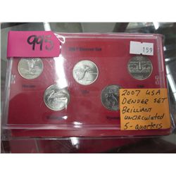 2007 USA Denver Mint 5 uncirculated quarters