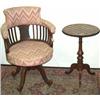 Image 1 : Edwardian mahogany lath-back office swivel chair with upholstered arms &...