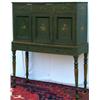 Image 1 : Early C19th Regency period & later green & gilt painted cabinet on stand with...