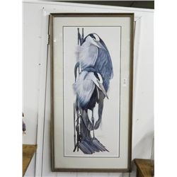 Artist Signed Framed Heron Print