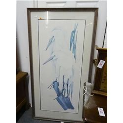Artist Signed Framed Egret Print