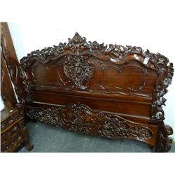 Ornate Caved Wood King Bed w/Mattress