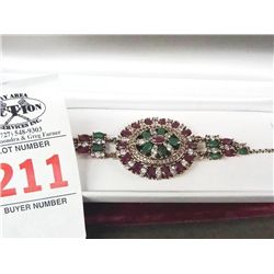 12.88 Ct. Genuine Ruby & Emerald Bracelet