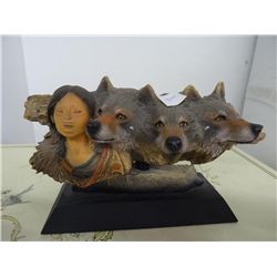 Wolf Figurine - Story Teller - Signed Cain