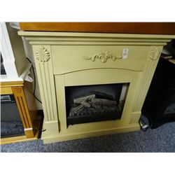 Med. Antique White Mantle/Electric Logs