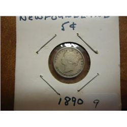 1890 NEWFOUNDLAND SILVER 5 CENTS