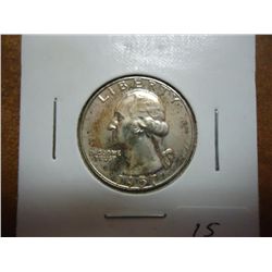 1957 WASHINGTON SILVER QUARTER BU TONING