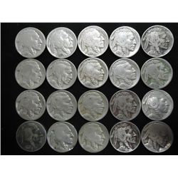 20 ASSORTED FULL DATE 1930'S BUFFALO NICKELS