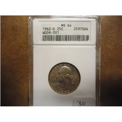 1962-D WASHINGTON SILVER QUARTER WDDR-001