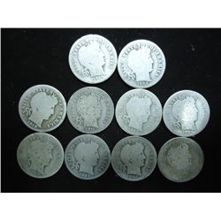 10 ASSORTED BARBER DIMES