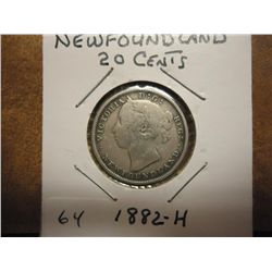 1882-H NEWFOUNDLAND 20 CENTS