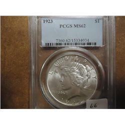 1923 PEACE SILVER DOLLAR PCGS MS62