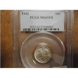 1942 MERCURY DIME PCGS MS65 FB