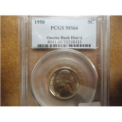 1950 JEFFERSON NICKEL PCGS MS66 OMAHA BANK