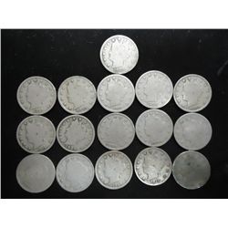 16 ASSORTED LIBERTY "V" NICKELS